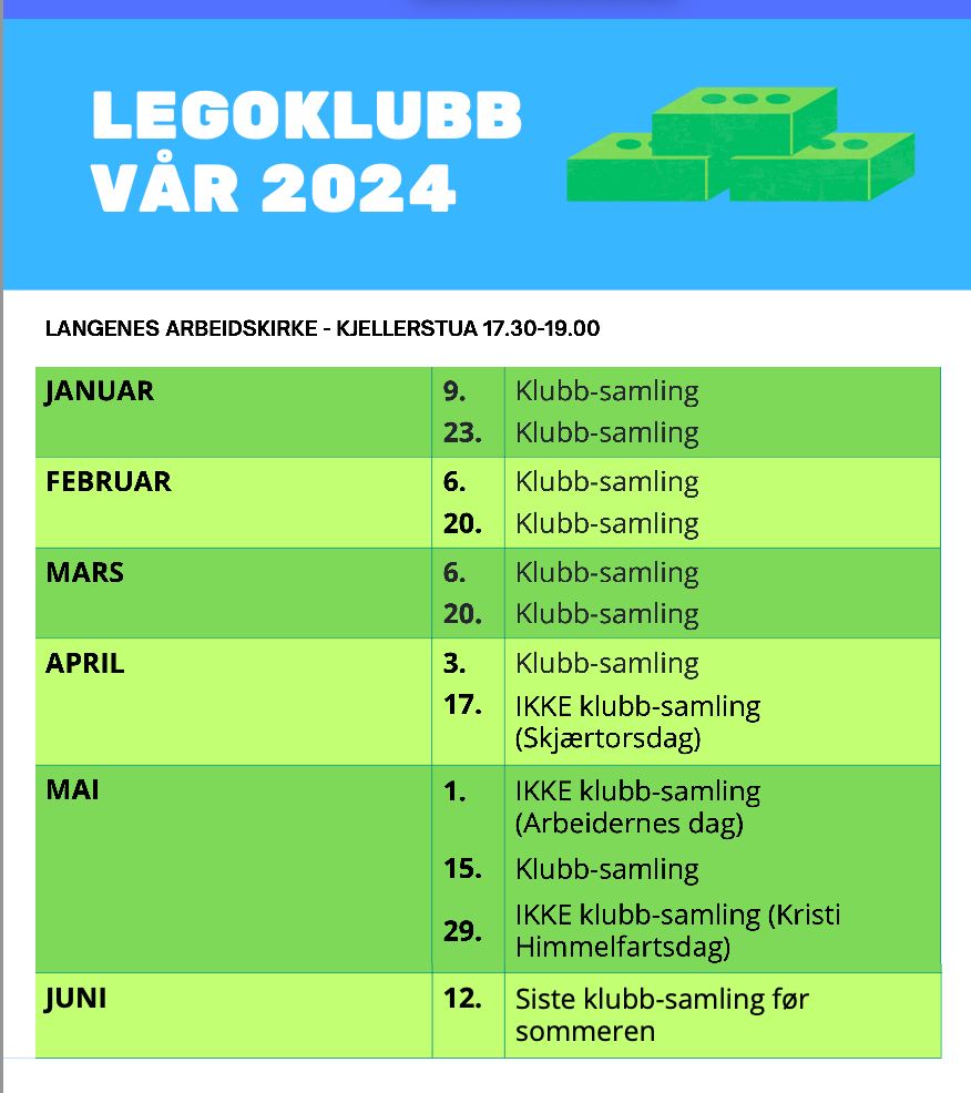 Programmet for Lego-klubben våren 2025