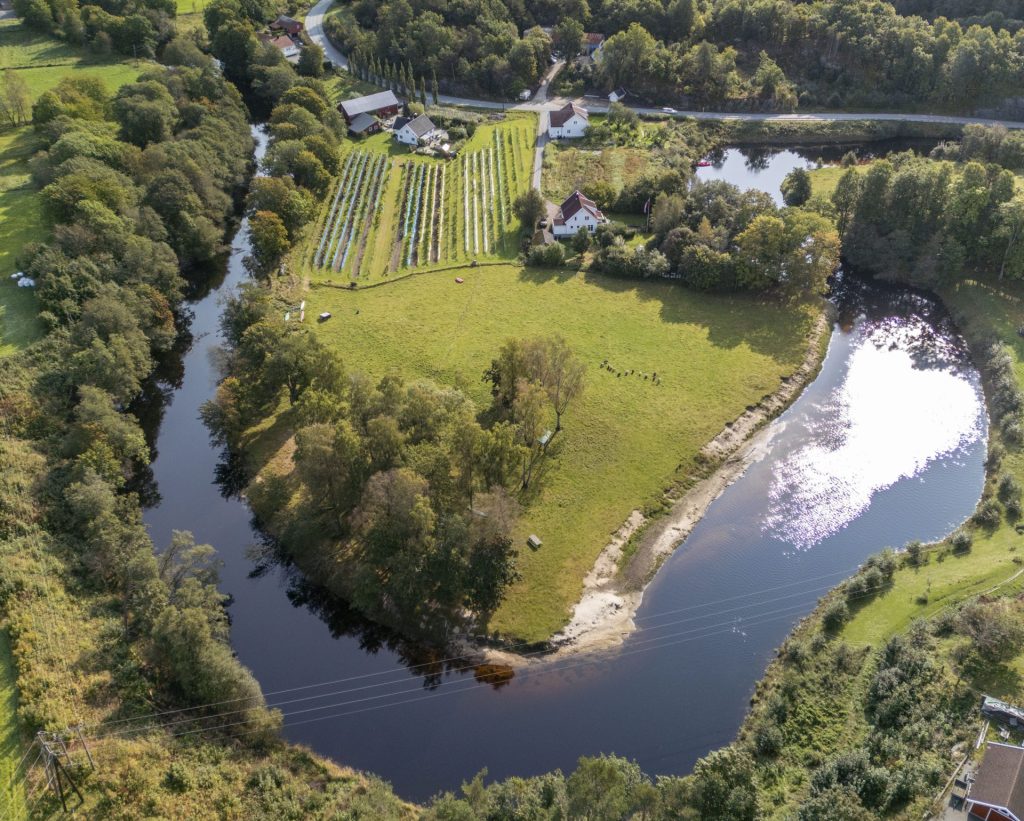 Vingården i Søgne 4 Vingården ligger idyllisk til ved elva Sygna. Foto: Jan Frode Ugland