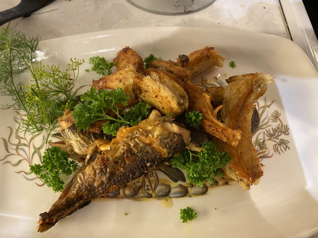 Skjebbe – en delikatesse 1 Skjebber og ørret i sann forening pyntet med dill og persille.