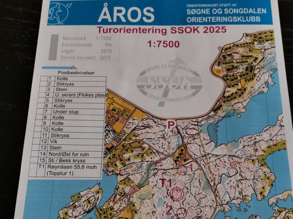 Turorientering ved hav og hei 1 Utsnitt av Åroskartet.