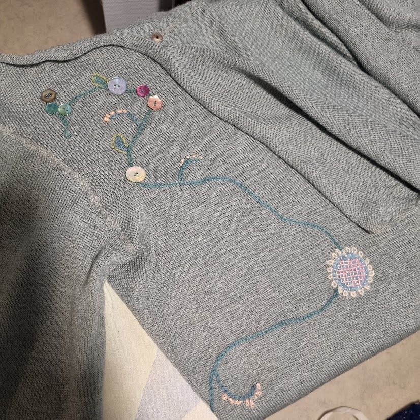 Mer pop å fikse ting nå 3 Jakke med brodert "møllvandring" er blitt et kunstverk av et klesplagg!